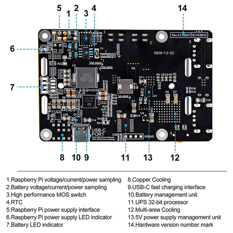 AA08-2X pour Raspberry Pi 4, a - Raspberry Pi Uninterrupted Power Supply Ups 18650 avis et prix