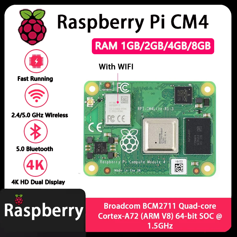Raspberry Pi CM4 1 Go/2 Go/4 G - Raspberry Pi Compute Module 4 8Gb 32Gb Emmc avis et prix