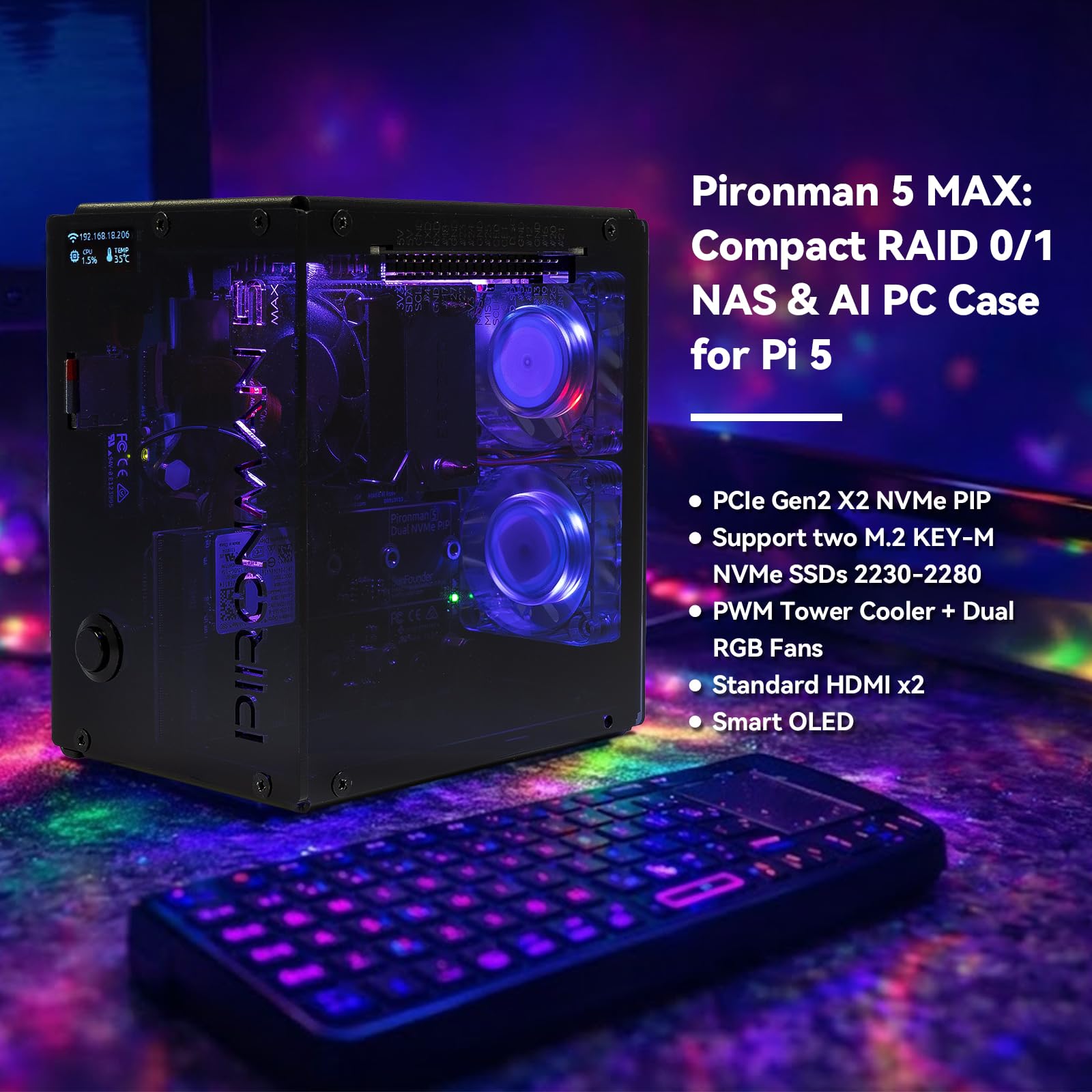 Boîtier PC Pironman 5-MAX Dual - Raspberry Pi Ai Kit Hailo-8L avis et prix